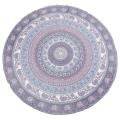Round Print Bohemian Tapestry Beach Blanket Purple Elephant Mandala