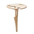Outdoor Wine Table with Foldable Round Desktop Mini Wooden Picnic
