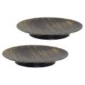 Candle Holders Plate Black Gold Set Of 2 Candlestick for Pillar