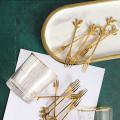 10 Pcs Stainless Steel Leaf Cake Fruit Forks Set Dessert Forks Golden