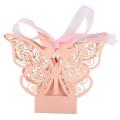 50pcs Butterfly Wedding Favour Box Birthday Gifts Candy Boxes (pink)