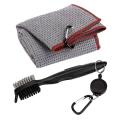 Pure Cotton Golf Towel Brush Tool Kit with Club Groove Cleaner(grey)