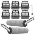 2 Pack Brush Roll and 6 Pack Filter for Tineco Floor One S5 Cleaner