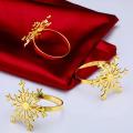 Snowflake Napkin Rings for Christmas Holiday Table Decoration(gold)