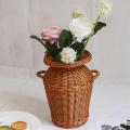 Imitation Rattan Woven Art Vase Tabletop Decor Crafts for Home Decor
