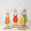 2 Pcs Easter Wooden Rabbit Ornaments Stand Up Plaques Cute Large