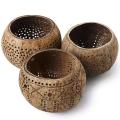Coconut Shell Wood Candle Holders (set Of 3) with Coconut Scented