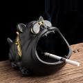 Large Capacity Cute Dog Cigar Smoking Ashtray Home Decor Gift - Black