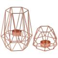 Tealight Candle Holders, 2 Pack Rose Gold Geometric Candle Holders