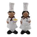 1 Pair Boy Girl Chef Resin Crafts Wine Window Bakery Decoration