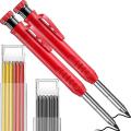 2pcs Carpenter Pencil 12 Refill Leads Built-in Sharpener A