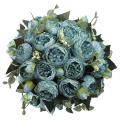 Peonies Artificial Flowers, Small Silk Faux Fake Peony Flower Blue