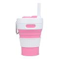 Collapsible Coffee Cup, Portable Foldable Travel Mug, 15.8oz,pink