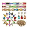 160pcs Birthstone Charms Beads Pendants and Lobster Claw Clasp Set, A
