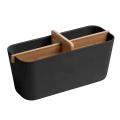 Multifunctional Bamboo Desk Storage Box with Wooden Partition ,black