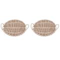Rattan Round Fruit Tray with Handle Breakfast Table Storage Basket