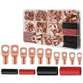 150pcs Copper Wire Lugs Awg 2 4 6 8 10 12 with Heat Shrink Set