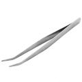 5.9" Long Silver Tone Bent Curved Tip Tweezers Forceps Plier Hand Tool