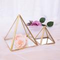 Glass Jewelry Box Golden Geometric Box for Wedding Birthday Gift S