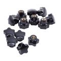 M6 X 25mm Female Thread Plastic Star Head Clamping Knob Black 8pcs