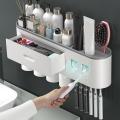 Magnetic Adsorption Inverted Toothbrush Holder Double(3 Cups)