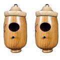 2pcs Bird House Wooden Bird House for Outside Hanging, for Nesting,a