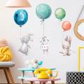 Balloon & Bunny Wall Stickers Watercolor Nursery Wall Decals