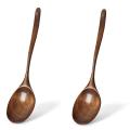2pcs Wooden Spoons Long Handle Kitchen Cooking Mixing Food Spoon