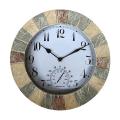 Faux Sandstone 10inch Wall Clock and Thermometer Resin Garden Clock