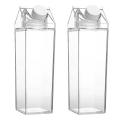 2 Pcs Clear Square Milk Juice Water Bottle Camping Drinking Cup C