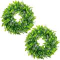 2 Pack Artificial Boxwood Wreath Leaves Wreath Decoration, 10 Inches