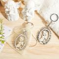 Baptism Souvenirs Keychain Wooden Key Rings with Organza Bag