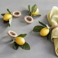 Napkin Rings Set Of 12,decorative Lemon Vine Leaf Napkin Rings