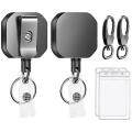 2 Pack Heavy Duty Metal Retractable Badge Holders