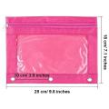 8 Pack 3 Ring Zipper Pencil Pouch Fabric Pencil Case Rose Red