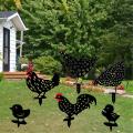 Black Acrylic Rooster Hen Chick Statue Decor for Garden Yard Lawn