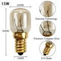 10pcs 15w 300 Degree High Temperature Oven Bulb E14 Dwarf Lamp A