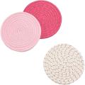 Potholders Trivets Set Thread Weave Coasters, for Baking Pink Series