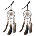Mini Dream Catcher for Car Beaded Natural Feathers and Handmade