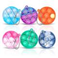 6 Pcs Mini Sensory Toy Round Silicone Keychain Simple Toy for Kids