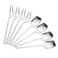 Stainless Steel Long Handle Fruit Appetizer Forks and Spoons Set C