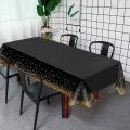 3 Pcs Disposable Plastic Rectangle Gold Dot Tablecloths Black