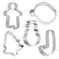 5-piece Christmas Biscuit Stainless Steel Cutting Die Household Set