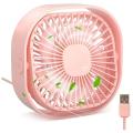 3 Speeds Portable Table Fan, Small Cooling Fan By Usb Plug Pink