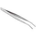 5.9" Long Silver Tone Bent Curved Tip Tweezers Forceps Plier Hand Tool