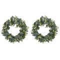 2x Faux Boxwood Wreath 12.9inch Artificial Green Leaves Wreath