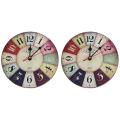 Timelike 2x Wooden Wall Clock Vintage Home Office Art Large Watch
