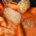 6pcs Acrylic Gold Foil Coaster Heat Insulation Cup Mat for Home A