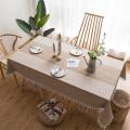 Rustic Lattice Tablecloth Cotton Linen Waterproof for Kitchen Dining