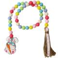 Easter Wood Bead Garland with Tassels Decorations Spring Prayer Beads